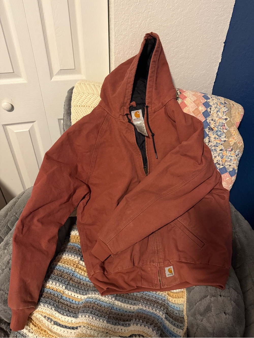 Carhartt Rust Pink Hooded Work Jacket